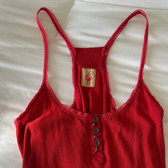 Free People Red Racerback Tank Top - Picture 1 of 5